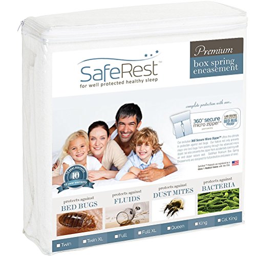 SafeRest Premium 9' Thick Box Spring Encasement - Waterproof - Breathable, Noiseless and Vinyl Free - Fits Up to 9' - TwinXL