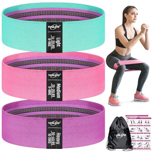 WALITO Resistance Bands for Legs and Butt, Fabric Exercise Loop Bands Yoga, Pilates, Rehab, Fitness and Home Workout, Strength Bands for Booty