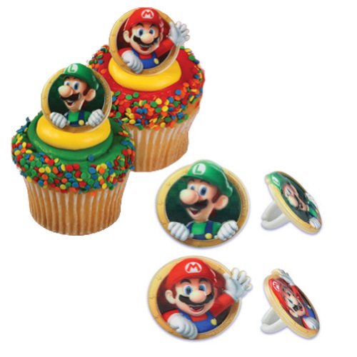 Bakery Crafts DecoPac Super Mario Cupcake Ring Party Favor Decorations, Random Assortment (24 Pack)