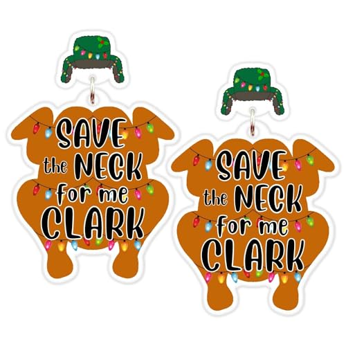Hallmark Griswold Vacation Fun Christmas Earrings, Christmas Party Favors, Stocking Stuffers, Griswold Vacation Christmas Gifts for Women Girls (Save The Neck For Me Clark)