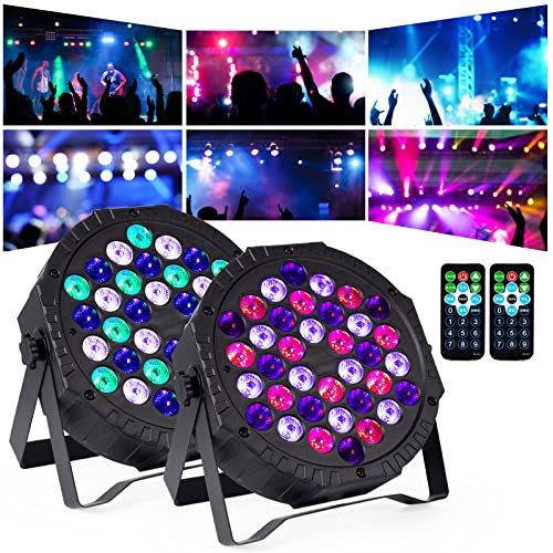 DJBoomy Stage Lights 36 DJ LED Par Light RGB Party Lights Uplights with Sound Activated Remote DMX Control for Disco Dance Wedding Club Christmas Birthday Music Party Stage Lighting