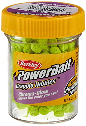 Berkley PowerBait Chroma-Glow Crappie Nibbles, Glow/Chartreuse, Fishing Dough Bait, Scent Dispersion Technology, Irresistible Scent and Flavor, Ideal for Crappie and Other Panfish Species