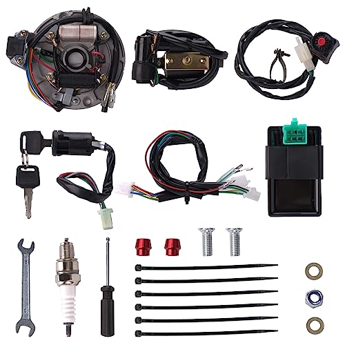 CIOM Magnetoelectric Coils Wiring Loom Harness Kill Switch Ignition Coil Cdi Box Spark Plug Rebuild Kit Kick Start Dirt Pit Bike ATV 50CC 70CC 90CC 110CC-160cc Buggy Go Kart Wire Harness