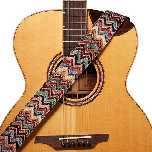 Amumu Chevron Guitar Strap MultiColor for Acoustic Guitar Electric Guitar and Bass Guitar includes Strap Blocks and Headstock Tie