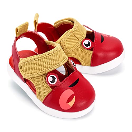 ikiki Squeakerless Sandals for Toddlers/Little Kids (Crab, Red/Tan, Size 10)