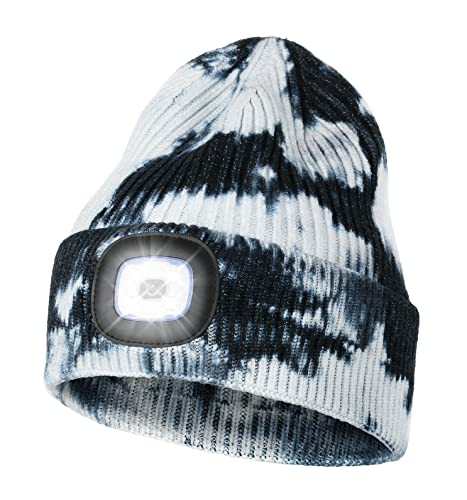 MELASA Unisex LED Beanie with Light, Rechargeable Hands Free LED Headlamp Knitted Light Beanie Cap,Men Gifts for Dad Husband