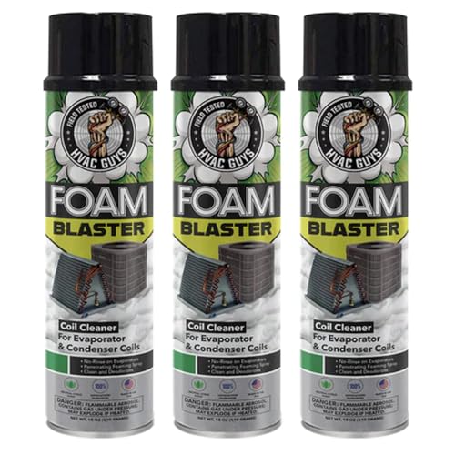 Leak Saver HVAC GUYS Foam Blaster Air Conditioner Cleaner 3-Pack - AC Coil Cleaner Foaming No Rinse Formula - Coil Cleaner for AC Unit Condenser and Evaporator Coil Cleaner - Neutral Citrus Scent