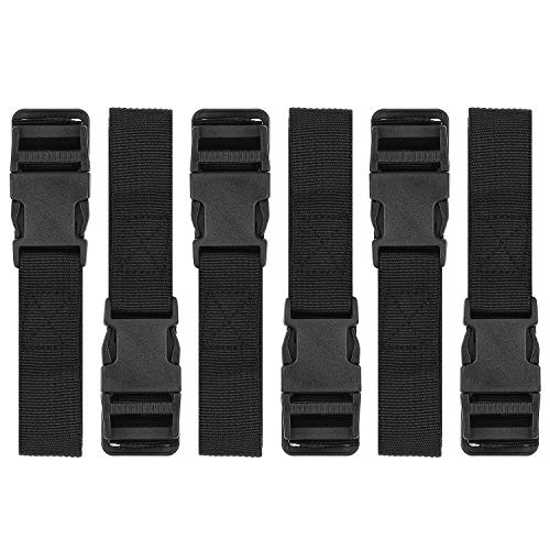 BaaSid Luggage Nylon Straps with Quick Release Buckle Utility Straps for Travel Packing Outdoorsports 6 Pack 2.5 x 150cm (Black)