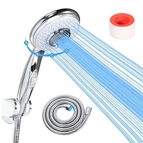 sisiten RV Shower Head with Hose and on off switch - High pressure shower head replacement for Bath room、RV、Motor home、Boat、Travel Trailer and Camper - with Stainless Steel 60'' Hose and bracket