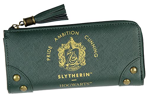 Bioworld Harry Potter Wallet Designer Hogwarts Slytherin House Zipper Clutch Faux Leather Wallet For Women