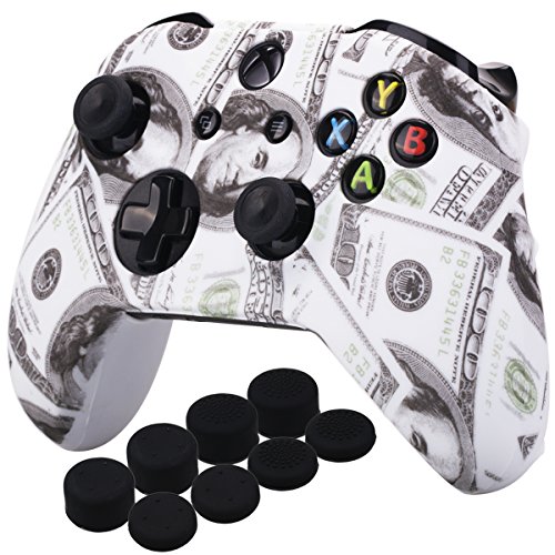 YoRHa Printing Rubber Silicone Cover Skin Case for Xbox One S/X Controller x 1(US Dollar) with PRO Thumb Grips x 8