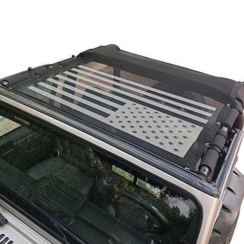 Sukemichi for Jeep tj Bikini Top Cover Mesh Sunshade Top for Jeep Wrangler TJ 2 Door 1997-2006, Blocks UV, Wind, Noise, USA Flag