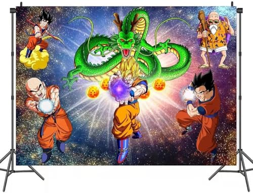 Dragon Ball Backdrop,Dragon Ball Z Birthday Party Banner Background for Photography Children Birthday Party Decoration Supplies, Multicolor, (5x3ft)