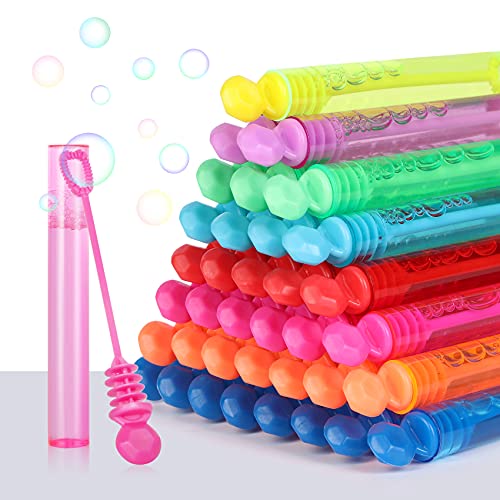 BOHIYAHOO Party Favors Mini Bubble Wands Tube Bulk Toys 32piece 8colour Themed Birthday Wedding Bath Time Summer Best Gift Family Outdoor Use Safe for Boys Girls Bubble Solution Bubble Maker