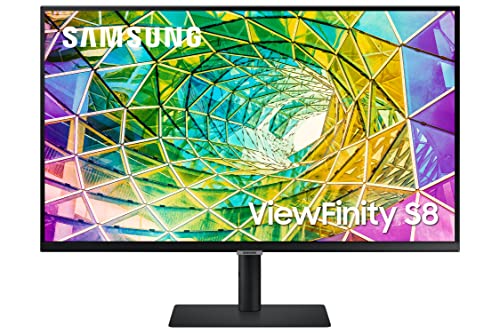 SAMSUNG ViewFinity S80A Series 27-Inch 4K UHD (3840x2160) Computer Monitor, HDMI, USB Hub, HDR10 (1 Billion Colors), Height Adjustable Stand, TUV-Certified Intelligent Eye Care (LS27A804NMNXGO),Black