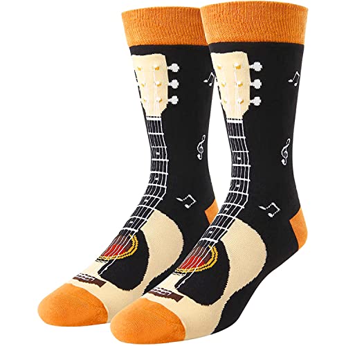 HAPPYPOP Funny Socks Guitar Lovers Gifts, Guitar Gifts for Men Women Teen Unique, Heavy Metal Gifts Music Gifts for Bass Guitar Players Teachers
