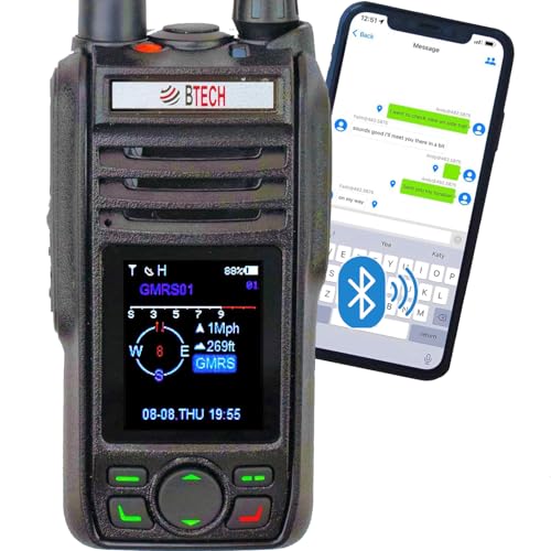 BTECH GMRS-PRO IP67 Submersible Radio with Texting & Location Sharing, GPS, Bluetooth Audio, Compass, NOAA Weather Alerts, Dual Band (VHF/UHF) Scanner, Long Range Two-Way GMRS Walkie Talkie