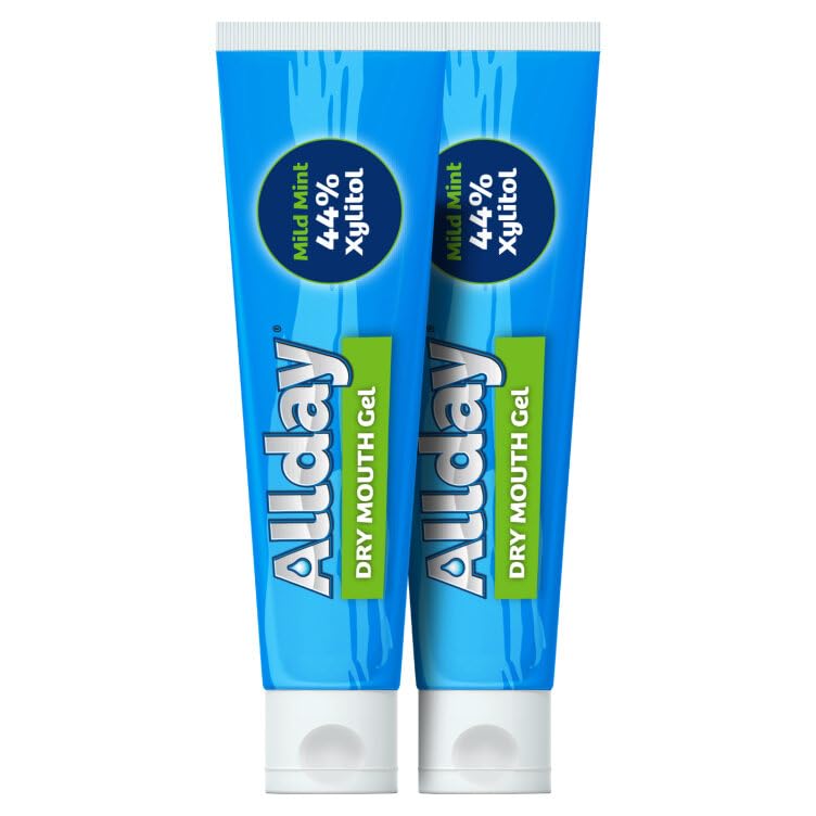 Allday Dry Mouth Gel - Maximum Strength Xylitol, Fast Acting, Non-Acidic (2 Tubes Inside One Box)