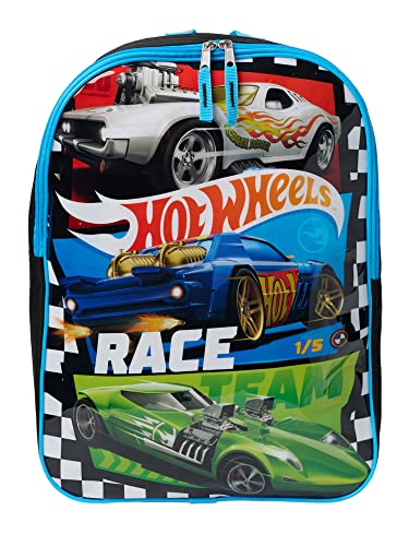 Hot Wheels 15' Backpack Race Cars Boys Kids School Bag Blue Black
