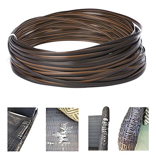 Laphivieh 120 Ft Plastic Wicker Repair Supplies, Gradient Dark Brown with Visible Mixed Color Stripes (Black/Orange/Light Brown), Synthetic Rattan Replacement Material for Patio Furniture Repair