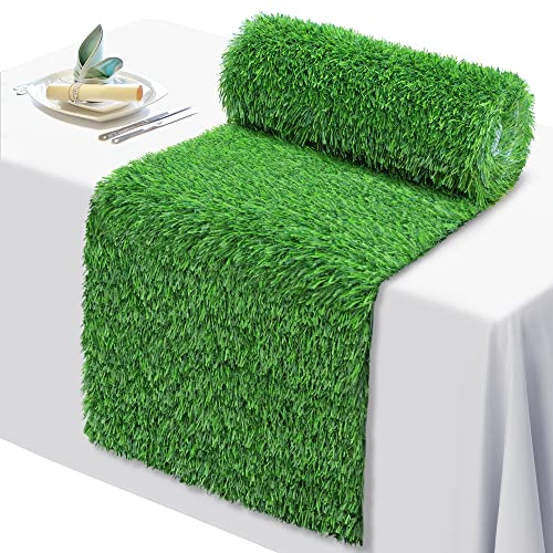 GoldOuya 12x72 Inch Artificial Grass Dining Table Runner Green Table Decor for Holiday Party, Kitchen Decor, Wedding, Banquet, Indoor/Outdoor Tea Party Decorations