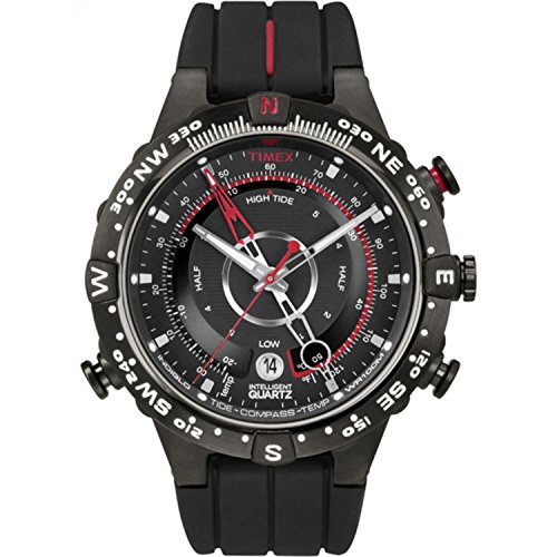 Timex Men's T2N720 Intelligent Quartz Tide Temp Compass Black Silicone Strap Watch