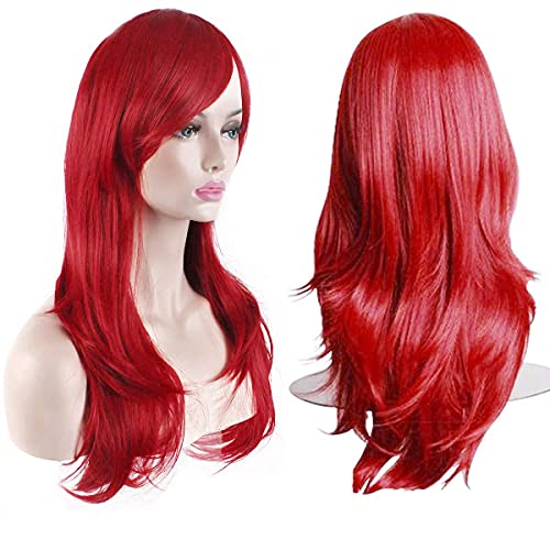 Akstore 28' 70cm Fashion Wigs Long Wavy Curly Hair Cosplay Wig & Wig Cap (Red)