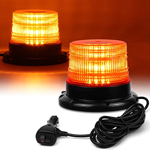 LINKITOM LED Strobe Light, 12V-24V Amber 40 LED Warning Safety Flashing Beacon Lights with Magnetic and 16 ft Straight Cord for Vehicle Forklift Truck Tractor Golf Carts UTV Car Bus