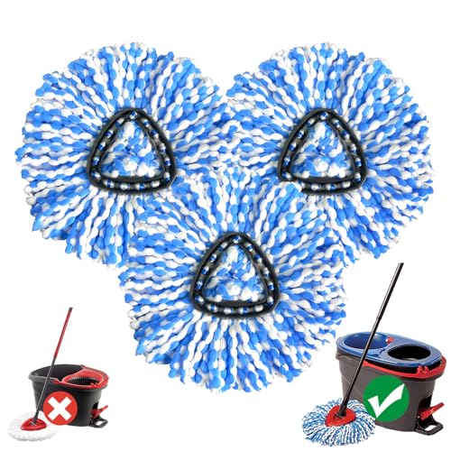 Spin Mop Replacement Head for Ocedar RinseClean 2-Tank System, 3 Pack Mop Head Replacement Compatible, Microfiber, Machine Washable, Easy to Replace and Deep Cleaning (NOT for 1-Tank System)