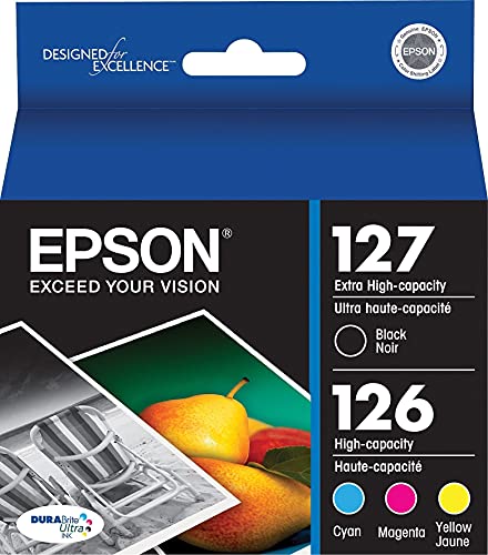 EPSON 127 DURABrite Ultra Ink Black & Color Combo Pack For NX-530, NX-625, WF-3520, WF-3530, WF-3540, WF-545, WF-60, WF-630, WF-633, WF-635, WF-645, WF-7010, WF-7510, WF-7520, WF-840, WF-845