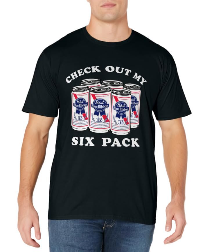 Pabst Blue Ribbon Beer Cans Check Out My Six Pack T-Shirt