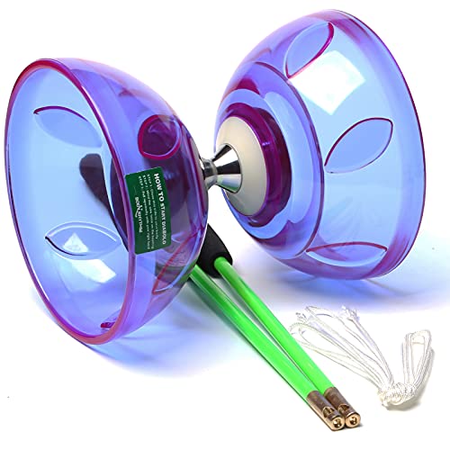 BODY RHYTHM Five Bearings Chinese Diabolo Yoyo Set with Fiberglass Sticks-Adjustable Strings for All Ages - Best for Fitness and Tricks (Purple)
