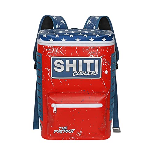SHITI Coolers Soft Side Backpack Cooler for Partying at The Beach, Pool, Tailgate, or Camping - Portable Backsaver - Insulated & Leak Proof - High Performance Yet Extremely Cool (Patriot)
