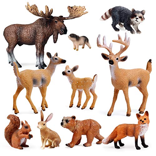 10pcs Forest Animals Figures, Woodland Creatures Figurines, Miniature Toys Cake Toppers