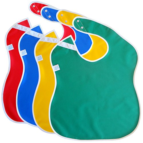 Toppy Toddler Large Waterproof Baby Bibs with Snap Buttons, Boys and Girls Bib Packs, 1-4 years