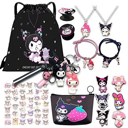 Gift Set for Women, including 1 Drawstring Bag 2 Keychain 4 Bracelets and Necklace Set 1 Mini Purse 1 Pack of Sticker,6 Acrylic Broochs,2 Phone Ring Holders