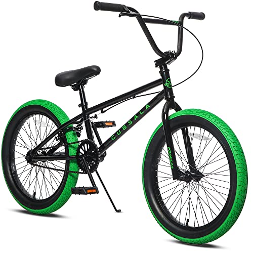 cubsala 18 Inch Big Kids Bike Freestyle BMX Bicycle for Age 5 6 7 8 Years Old Boys Girls and Beginners, Black & Green