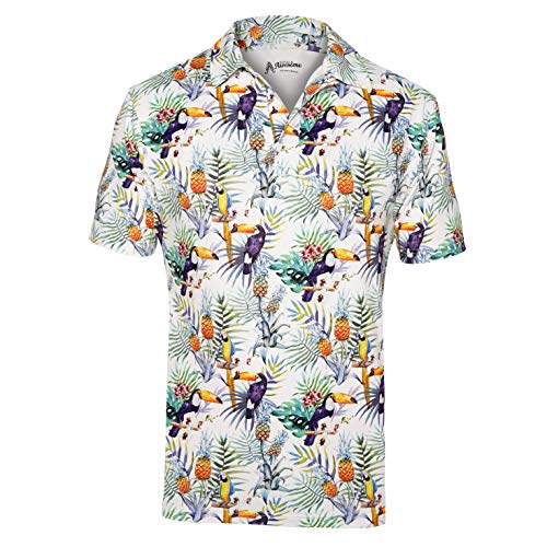 Royal & Awesome Toucan Funny Golf Shirts for Men, Hawaiian Golf Shirts for Men, Toucan Hawaiian Shirt, Crazy Golf Shirts for Men, Loud Golf Shirts for Men, Funny Golf Shirt