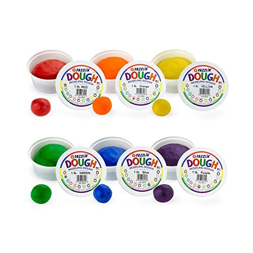 Hygloss Products Play Dough, Safe & Non-Toxic Modelling Dough for Arts & Crafts, Learn & Play, Unscented, 1lb. of 6 Colors, 6 lb. Total