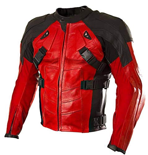 Armored Style Dead Red Bikers Leather Jacket - Red Black leather jacket men