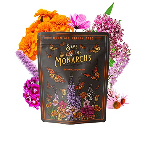 Package of 100,000 Wildflower Seeds - Save The Monarchs Wildflower Seeds Mix - 13 Assorted Varieties of Non-GMO Heirloom Flower Seeds for Planting Including Butterfly Milkweed, Echinacea, & Wallflower