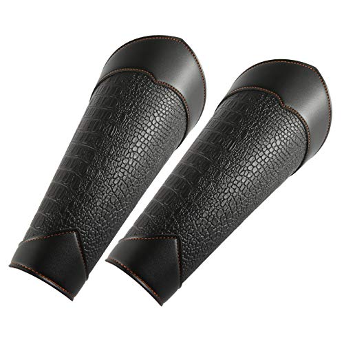 HZMAN Long Style Knights Leather Battle Arm Guard Bracers Medieval Armor Costume - Leather Armband Pair