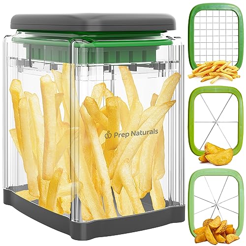 PrepNaturals 3-in-1 French Fry Cutter - Potato Cutter for Fries - Potato French Fry Cutter - French Fries Cutter - Vegetable Cutter - Food Chopper Manual Hand - Veggie Cutter - Vegetable Chopper