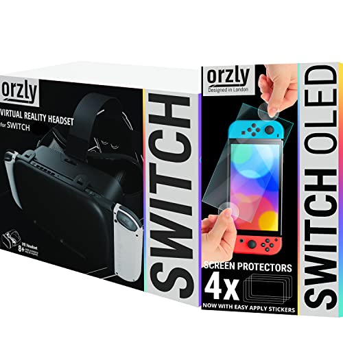 Orzly VR Headset & Tempered Glass Screen Protector for Nintendo Switch