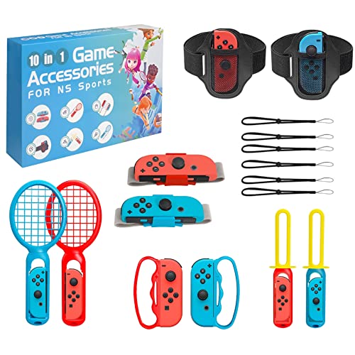 JoyHood Switch Sports Game Accessories Bundle fits Switch/Switch OLED, 10 in 1 Family Party Sports Game Accessories Kit for Joy-Con Controller, Gifts for Kids & Adults