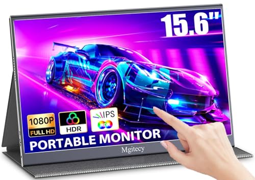 Touchscreen Portable Monitor,15.6inch 1080P USB C Hdmi Travel Monitor for Laptop with Ultra-Slim IPS Display w/Smart Cover & Dual Speakers, Portable Screen for Laptop Pc Phone Mac Xbox Ps5 Switch