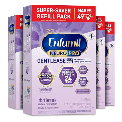 Enfamil NeuroPro Gentlease Baby Formula, Brain Building DHA, HuMO6 Immune Blend, Designed to Reduce Fussiness, Crying, Gas & Spit-up in 24 Hrs, Infant Formula Powder, Baby Milk, 30.4 Oz (Pack of 4)