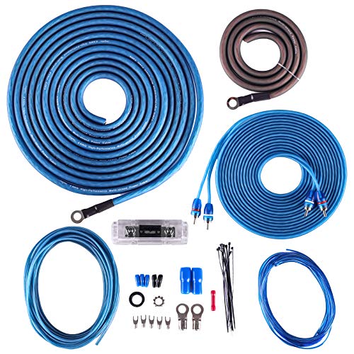 Skar Audio 4 Gauge Amplifier Wiring Kit - Blue, Copper Clad Aluminum, SKAR4ANL-CCA