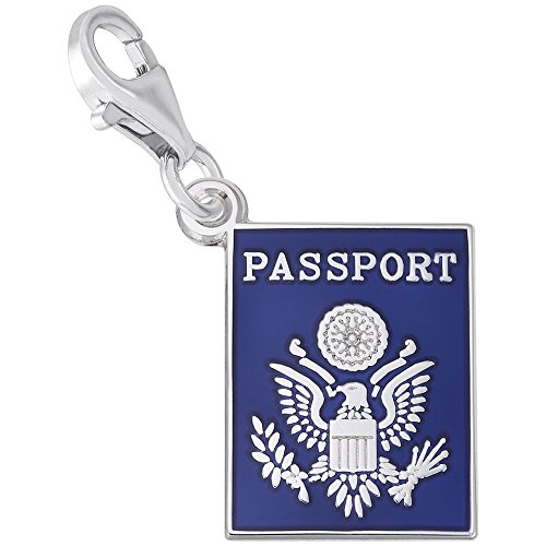 Sterling Silver Passport Charm with Lobster Claw Clasp, Charms for Bracelets and Necklaces
