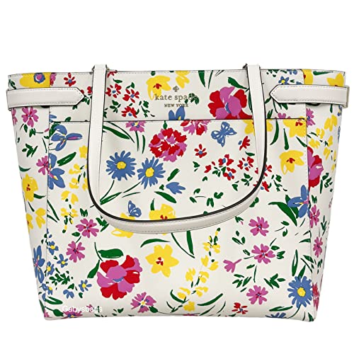 Kate Spade Staci Laptop Tote Shoulder Bag Garden Bouquet Floral Cream Multi